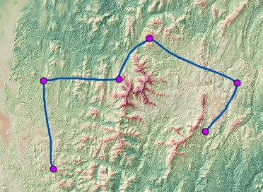 Map of optimal network connecting six regions